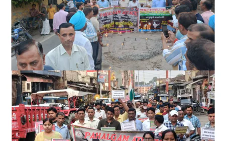 Kasganj news अटेवा पेंशन बचाओ मंच ने पहलगाम में मृतक लोगों को दी श्रद्धांजलि।