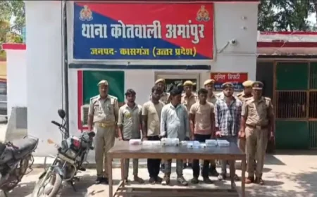 Kasganj News : चोरी की वारदात का खुलासा, पांच अभियुक्त गिरफ्तार, माल व अवैध शस्त्र बरामद