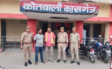 Kasganj news कासगंज पुलिस द्वारा गैंगस्टर एक्ट के अभियोग में वांछित 02 अभि0गण को किया गिरफ्तार,