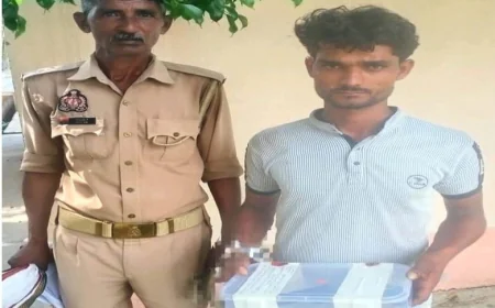 Kasganj news अमांपुर पुलिस द्वारा चैकिंग के दौरान एक अभियुक्त को किया गिरफ्तार