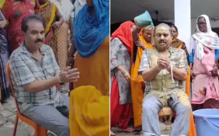 बारिश के लिए अनोखी परंपरा, भाजपा नेता गुड्डू खान को महिलाओं ने कीचड़ से नहलाया