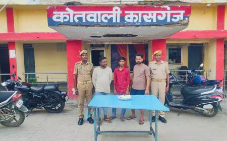 03 जुआरिओं को किया kasganj news कासगंज पुलिस ने 03 जुआरियों को 52 पत्ते ताश व  360/- रूपये नकद के साथ किया गिरफ्तार ।