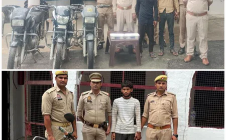 Etah News : पुलिस ने मोटरसाइकिल चोरी की घटनाओं में तीन अभियुक्त 5 बाइक सहित गिरफ्तार