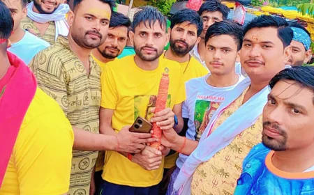 जिला उपाध्यक्ष चौ. अंकित यादव ने अपने पैतृक गांव नगला पदम में निकाली प्रथम डाक कांवड़ यात्रा