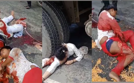 बटेश्वर जा रहे बाइक सवार को डंपर ने रौंदा, बेटी और चचेरी बहन की मौत, बाइक सवार गंभीर