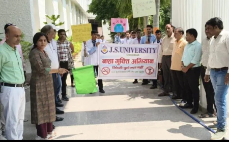 शिकोहाबाद न्यूज/जे.एस. विश्वविद्यालय में नशा मुक्त भारत अभियान के तहत रैली और नुक्कड़ नाटक का आयोजन किया।