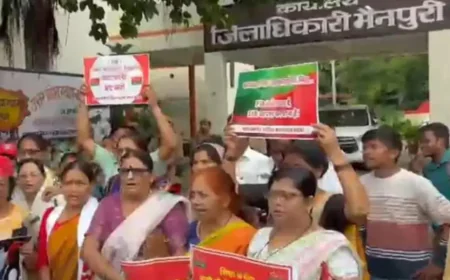 मैनपुरी में सपा ने मतदाता सूची से पिछड़ा वर्ग के नाम हटाने का विरोध किया