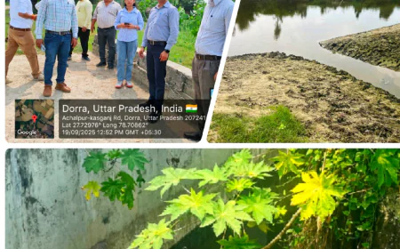 Kasganj news जिला गंगा समिति द्वारा काली (पूर्वी) नदी के किनारे नालों का सर्वेक्षण