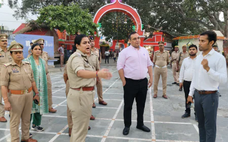 कासगंज डी एम व एस पी ने सुरक्षा व्यवस्था के मध्यनजर चामुड़ा मंदिर का  लिया जायजा