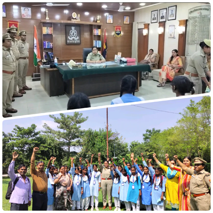 Kasganj news राजकीय बालिका इंटर कॉलिज, पटियाली की छात्राओं को एस पी कासगंज द्वारा विभिन्न जानकारी देकर किया गया जागरुक ।