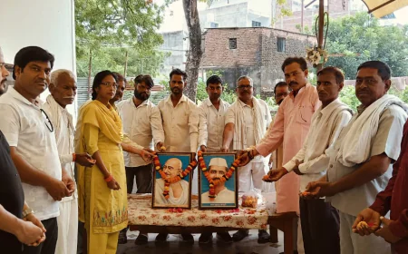 राजीव गांधी पंचायती राज संगठन ने महात्मा गांधी एवं लाल बहादुर शास्त्री की जयंती मनाई