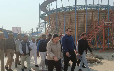 Kasganj news मेला मार्गशीर्ष ग्राउण्ड एवं पंचकोशीय परिक्रमा मार्ग का कासगंज डीएम व एसपी ने  निरीक्षण कर सुरक्षा व्यवस्था का लिया जायजा