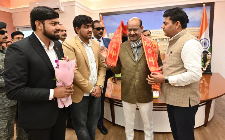 लोकसभा अध्यक्ष ओम बिरला से प्रतिनिधि प्रांतीय अध्यक्ष प्रदीप चौहान ने की शिष्टाचार भंेट