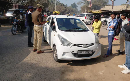 Kasganj news यातायात नियमों का उल्लंघन करने पर 01 वाहन सीज एवं 187 वाहनों के किये चालान