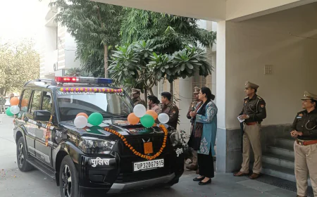 Kasganj news कैमरों से लेस मिले लखनऊ मुख्यालय से 06 नये वाहनों को एस पी कासगंज ने हरी झंडी दिखाकर किया रवाना