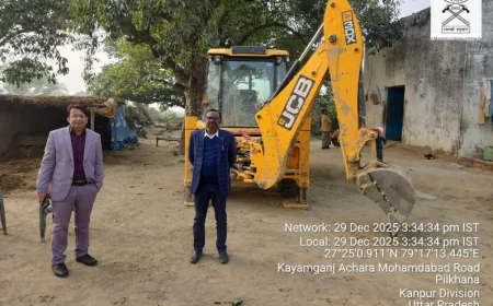 Farrukhabad News : बजरंग ब्रिक फील्ड पर छापा, अवैध खनन में लगी जेसीबी पकड़ी