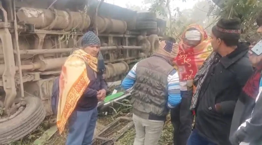 नीलगाय बचाने के प्रयास में रोडवेज बस पलटी, बड़ा हादसा टला, एक यात्री बैठा सकुशल बचा