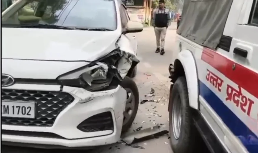 Mainpuri News : ट्रैफिक इंस्पेक्टर की खड़ी एस्कॉर्ट गाड़ी में दरोगा की कार ने मारी टक्कर, चालक फरार