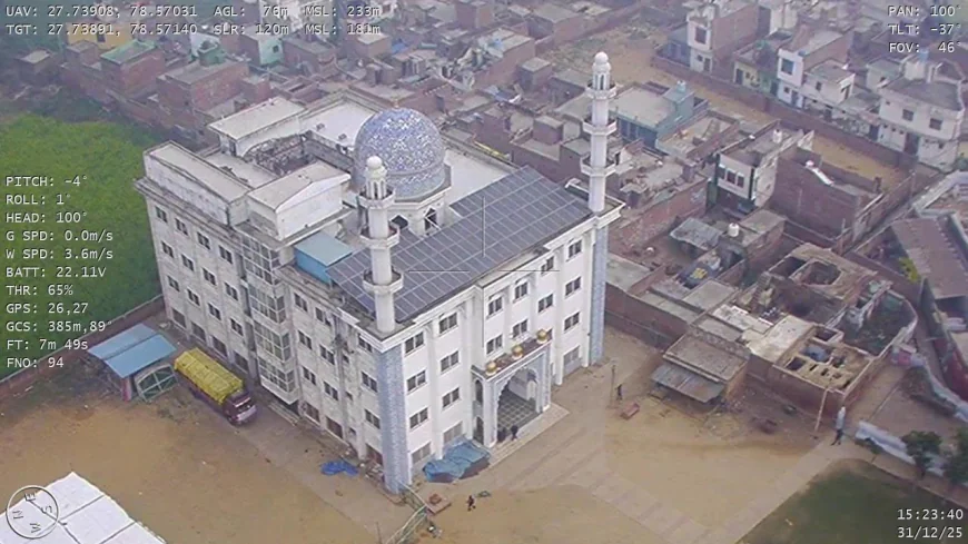 Etah News : उर्स मेले की सुरक्षा व्यवस्था का ड्रोन से किया गया निरीक्षण