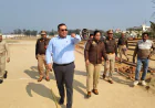 Kasganj news कासगंज पुलिस लाइन्स में बन रही दर्शक दीर्घा का डीएम व एसपी ने  किया निरीक्षण