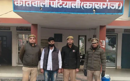 Kasganj news पटियाली पुलिस द्वारा जबरन वसूली के अभियोग में  वांछित 01 अभियुक्त को किया गिरफ्तार