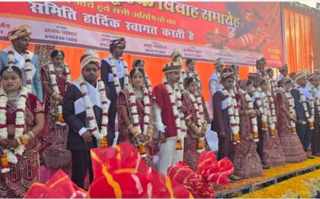 मंगलागौरी सेवा समिति द्वाराआयोजित  सामूहिक विवाह समारोह में  19 जोड़े दाम्पत्य सूत्र बंधन में बंधे