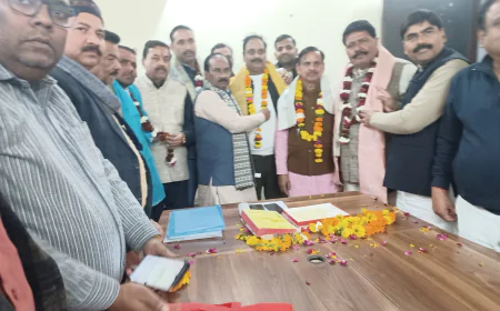 भूमि विकास बैंक के पाँचों अध्यक्ष निर्विरोध निर्वाचित, भाजपा कार्यालय पर हुआ स्वागत