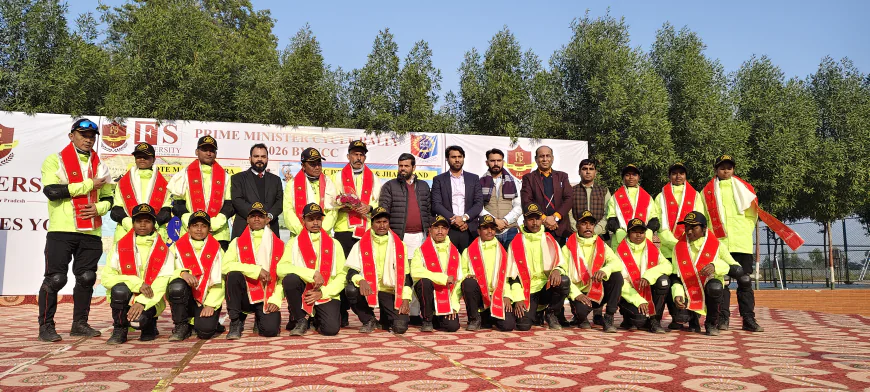 शौर्य के कदम, क्रांति की ओर: एनसीसी साइक्लोथॉन दल का एफएस विश्वविद्यालय शिकोहाबाद में भव्य स्वागत