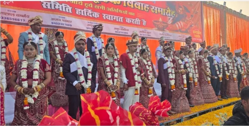 मंगलागौरी सेवा समिति द्वाराआयोजित  सामूहिक विवाह समारोह में  19 जोड़े दाम्पत्य सूत्र बंधन में बंधे