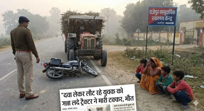 Farrukhabad News : दवा लेकर लौट रहे युवक को गन्ना लदे ट्रैक्टर से एक्सीडेंट, हुई मौत