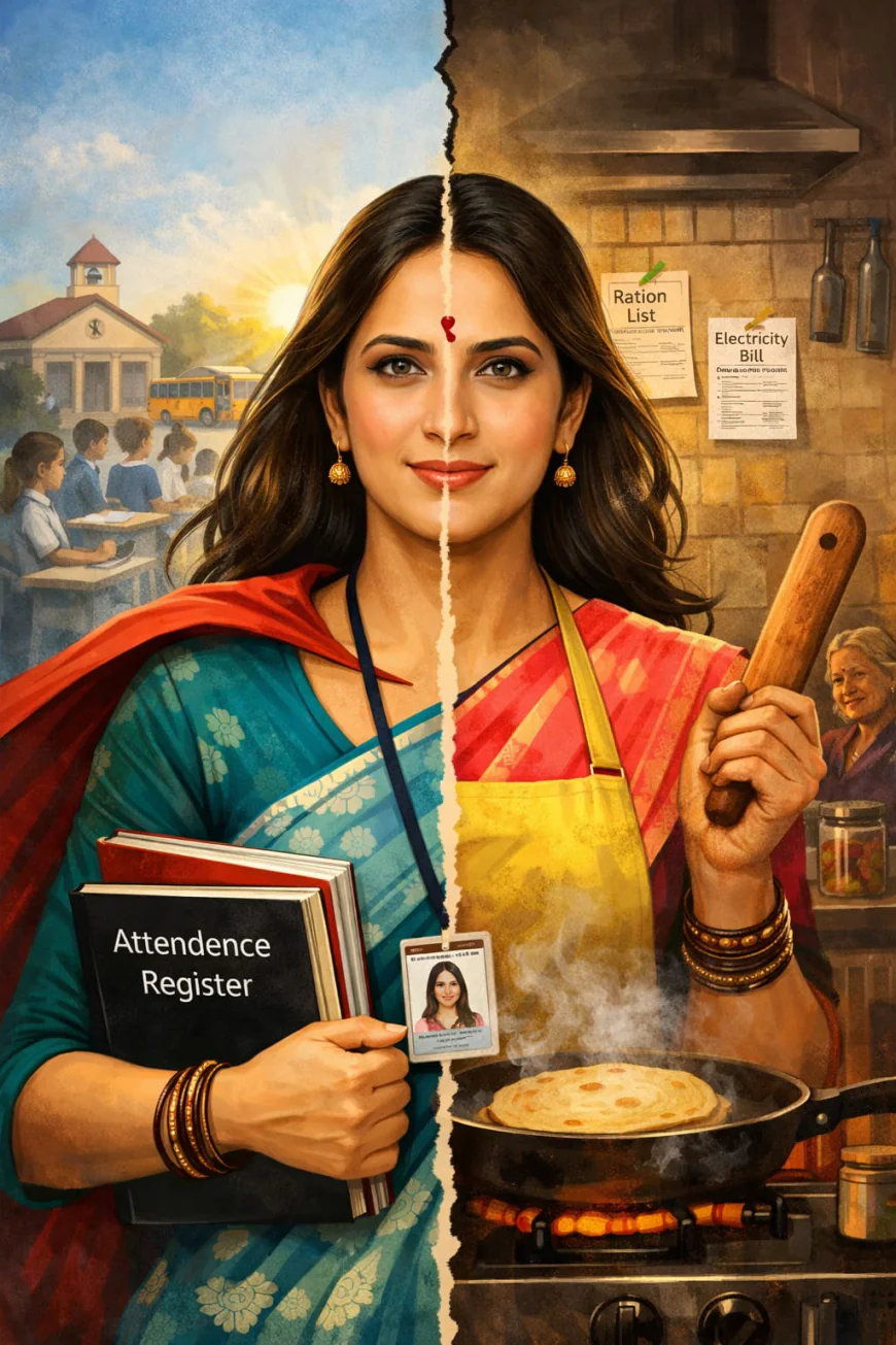 डिग्रियों और चूल्हे के बीच खड़ी शिक्षिका