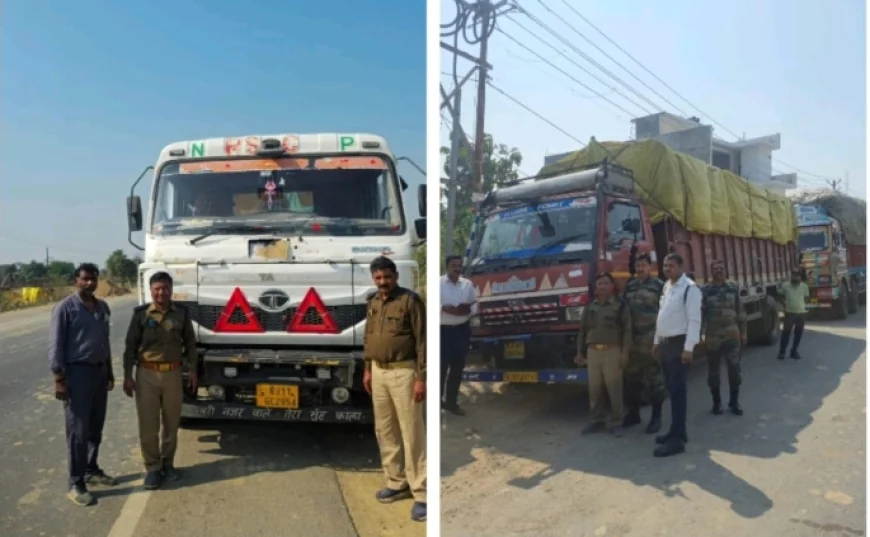 ओवरलोड माल ढोने के अभियोग में 2 ट्रक सीज