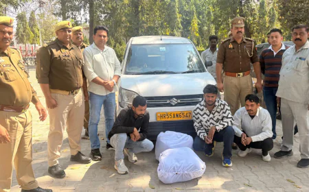 Mainpuri News : पुलिस की बड़ी कार्रवाई: 23.9 किलो गांजा के साथ 3 अंतर्राज्यीय तस्कर कार सहित गिरफ्तार