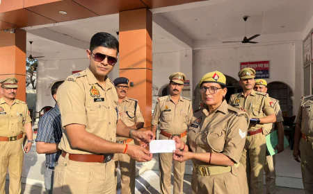 जसराना थाना का वार्षिक निरीक्षण, उत्कृष्ट कार्य करने वाले पुलिसकर्मी सम्मानित