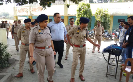 Kasganj news :- DIG, DM व SP ने एसआई भर्ती परीक्षा के विभिन्न परीक्षा केन्द्रों का निरीक्षण कर परीक्षा की व्यवस्थाओं का लिया जायजा