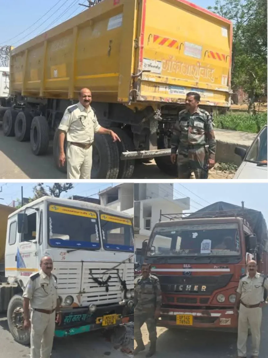 एआरटीओ की बड़ी कार्रवाई: ओवरलोडिंग और बकाया टैक्स पर 9 ट्रक सीज