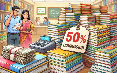 50 फीसद कमीशन लेकर किताबें बेच रहे प्राइवेट स्कूल (किताबों के नाम पर कमीशन—शिक्षा या व्यापार?)