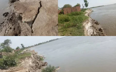 Farrukhabad News : गंगा की लहरों में समा रहे आशियाने, कटान से ग्रामीणों में दहशत