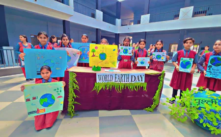 विश्व पृथ्वी दिवस पर छात्राओं ने मॉडल और पोस्टर बनाकर दिया पर्यावरण संरक्षण का संदेश