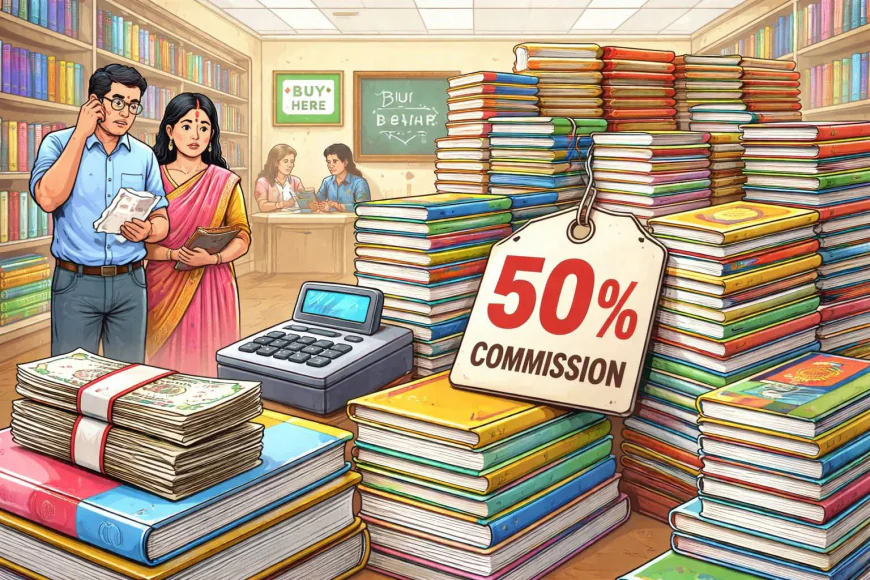 50 फीसद कमीशन लेकर किताबें बेच रहे प्राइवेट स्कूल (किताबों के नाम पर कमीशन—शिक्षा या व्यापार?)