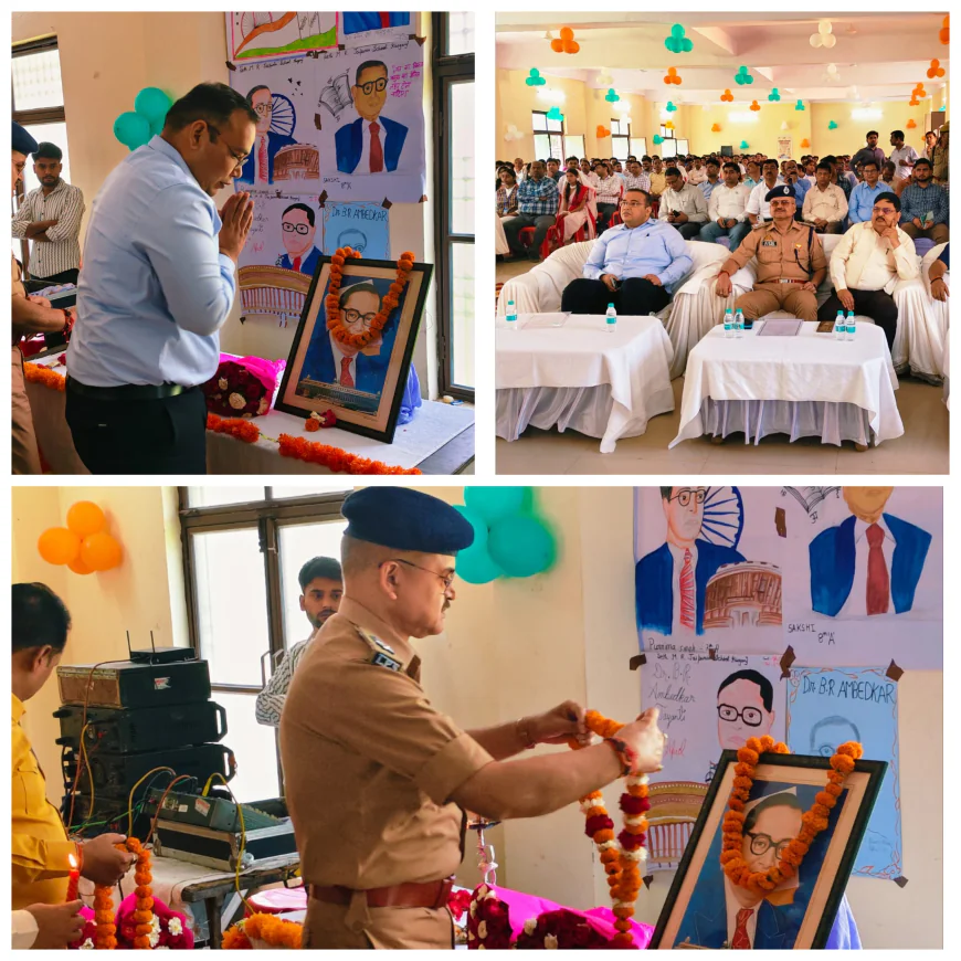 Kasganj news डीएम व एसपी ने बाबा साहब के चित्र पर माल्यार्पण कर उन्हें भावभीनी श्रद्धांजलि अर्पित की।