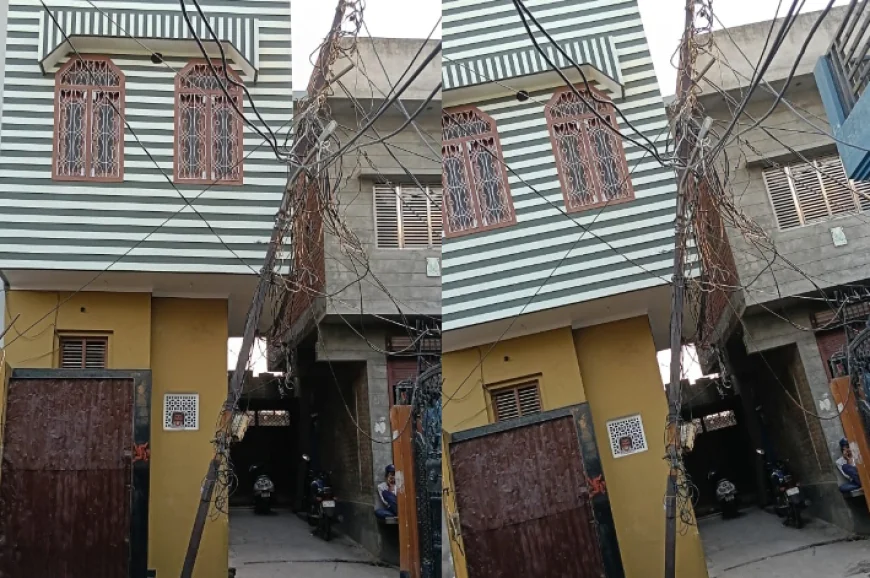 लक्ष्मी नगर में बिजली का खंभा बना हादसे का इंतज़ार, घट सकती है बड़ी घटना