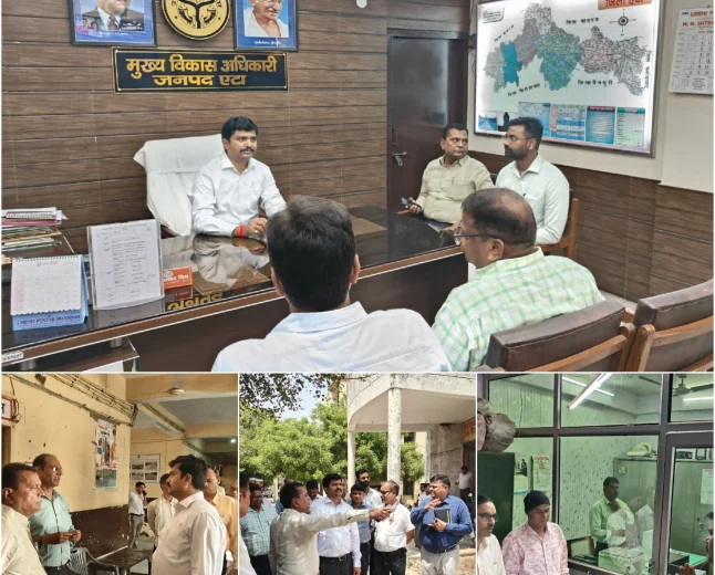 विकास भवन का जिलाधिकारी ने किया औचक निरीक्षण, साफ-सफाई एवं कार्यों में गुणवत्ता पर दिया जोर