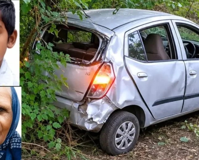 कार का टायर फटने से भीषण दुर्घटना, महिला और मासूम बच्ची की मौत, तीन घायल