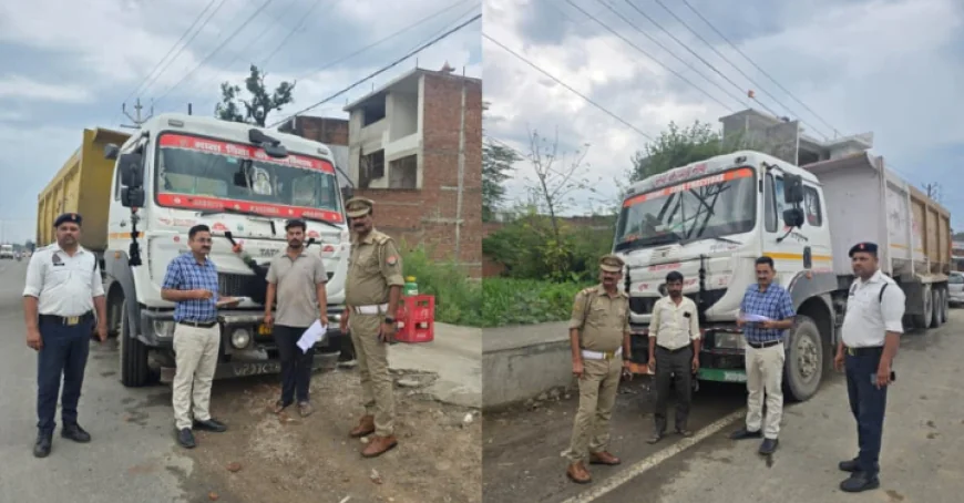 तेज आवाज वाले वाहनों पर सख्त कार्रवाई, 8 ट्रक सीज, ₹2.01 लाख का जुर्माना