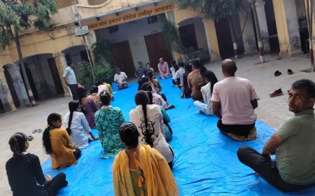 Kasganj news अमापुर अंतरराष्ट्रीय योग दिवस को लेकर कराया योग अभ्यास।