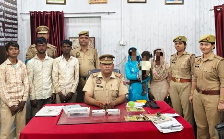 Kasganj news थाना ढोलना पुलिस की बड़ी कार्यवाही । गाड़ी में लिफ्ट देकर चोरी करने वाले गिरोह का किया भांडाफोड़, 05 अभियुक्तगण को किया गिरफ्तार