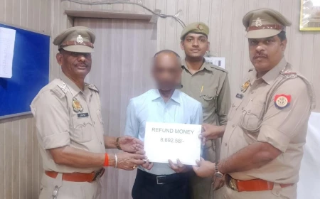 एटा पुलिस ने साइबर क्राइम टीम द्वारा 8,692.58 रुपए की  धनराशि पीड़ित के खाते में कराई गई वापस