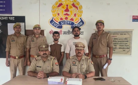 एटा में गल्ला आढ़त से हुई चोरी का खुलासा, दो आरोपी गिरफ्तार, रुपये बरामद