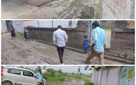 Kasganj news ग्राम पिलखुनी की आम रास्ता बनी स्कूल के बच्चों व बुजर्गो के लिए जी का जंजाल 